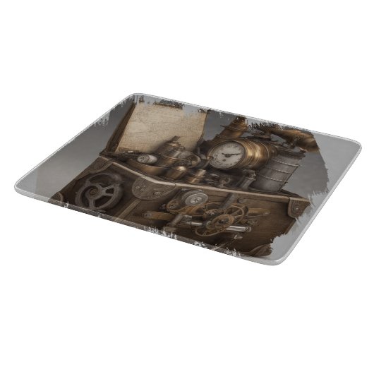 Steampunk tijdmachine -  schatkist snijplank (Hoek)