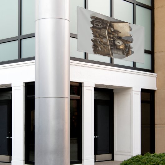 Steampunk tijdmachine - schatkist spandoek (Buitenkant Gebouw)