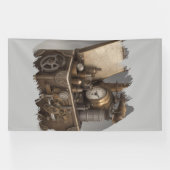 Steampunk tijdmachine -  schatkist spandoek (Horizontaal)
