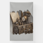 Steampunk tijdmachine - schatkist spandoek (Verticaal)