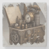 Steampunk tijdmachine -  schatkist stenen onderzetter (Voorkant)