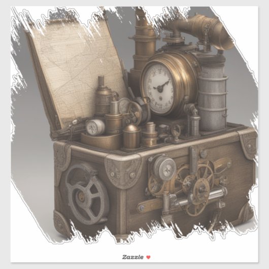 Steampunk tijdmachine -  schatkist sticker (Vel)