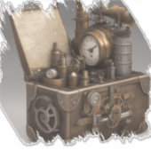 Steampunk tijdmachine -  schatkist sticker (Voorkant)