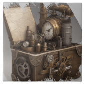 Steampunk tijdmachine -  schatkist tegeltje (Voorkant)