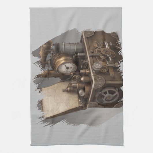 Steampunk tijdmachine -  schatkist theedoek (Verticaal)