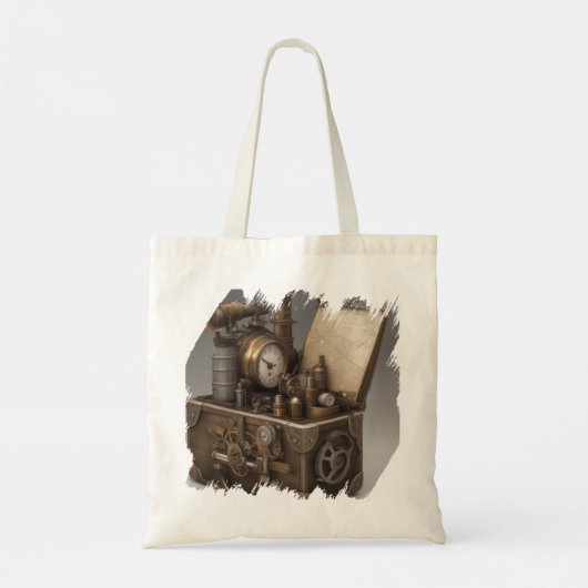 Steampunk tijdmachine -  schatkist tote bag (Achterkant)