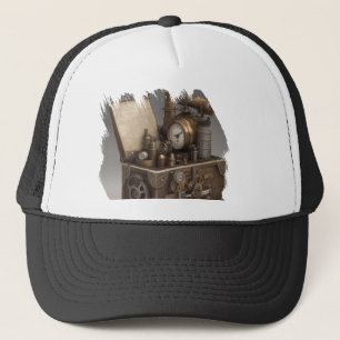 Steampunk tijdmachine - schatkist trucker pet