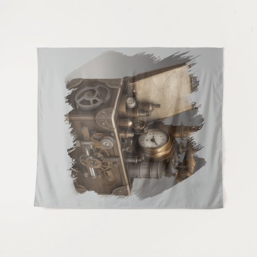 Steampunk tijdmachine -  schatkist wandkleed (Voorkant (horizontaal))