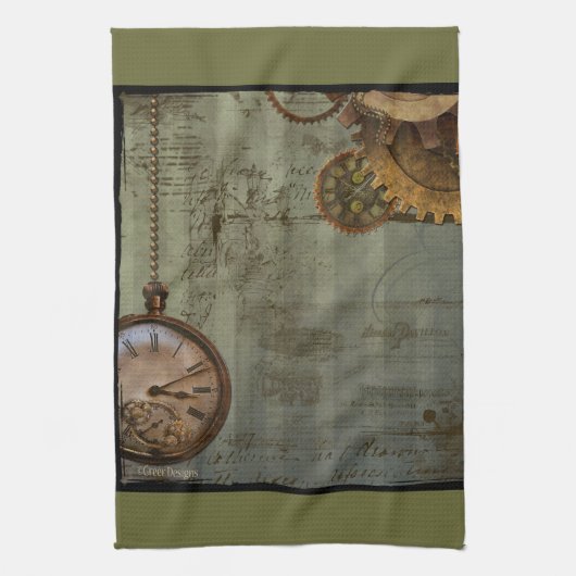 Steampunk-tijdmachine Theedoek (Verticaal)