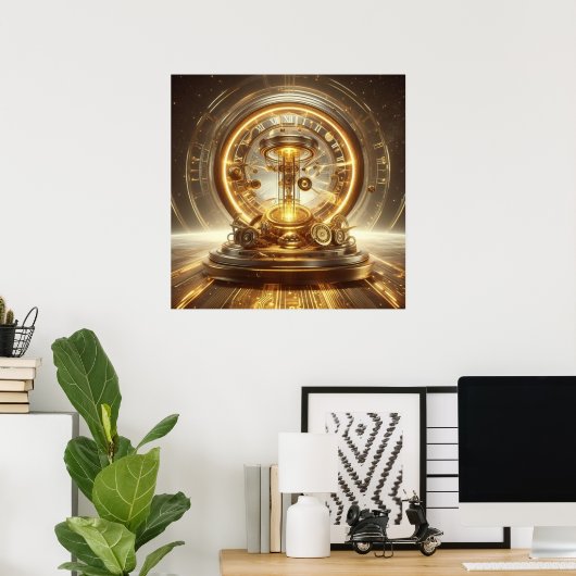 Steampunk Tijdmachine - Tijd/Ruimte/Continuum 001X Poster (Thuiskantoor)