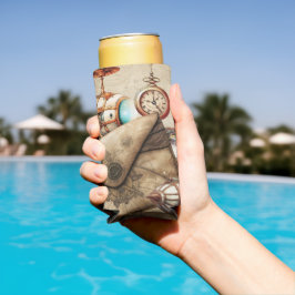 Steampunk tijdperk met klokken en blimpjes seltzer blikjeskoeler