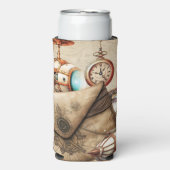 Steampunk tijdperk met klokken en blimpjes seltzer blikjeskoeler (Seltzer Voorkant)