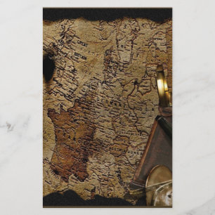 Steampunk tijdreisaccessoires, kaart, kompas briefpapier