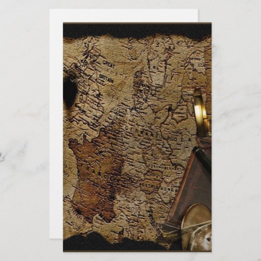Steampunk tijdreisaccessoires, kaart, kompas briefpapier (Voorkant / Achterkant)