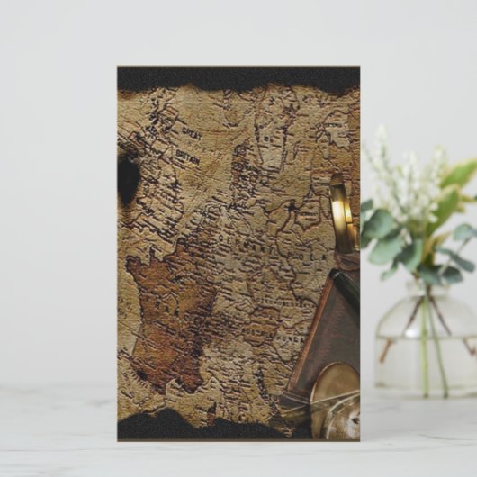 Steampunk tijdreisaccessoires, kaart, kompas briefpapier (Staand voorkant)