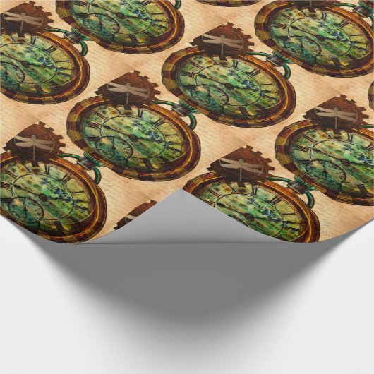 Steampunk-tijdstuk Cadeaupapier (Hoek)