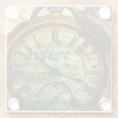 Steampunk-tijdstuk Glazen Onderzetter (Achterkant)