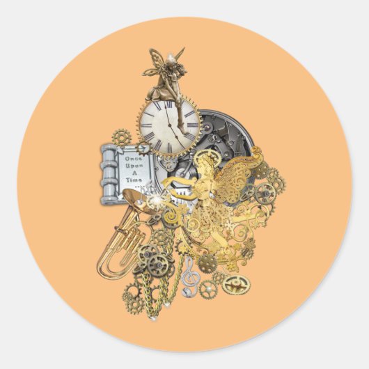 Steampunk-tijdstuk Ronde Sticker (Voorkant)