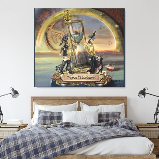 Steampunk - tijdverlichting canvas afdruk (Insitu (Slaapkamer))
