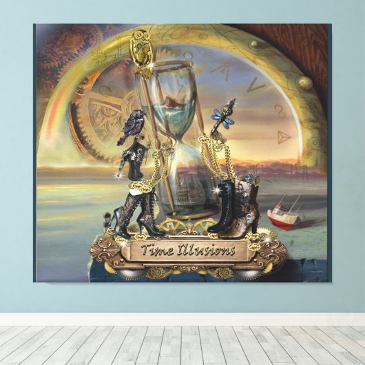 Steampunk - tijdverlichting canvas afdruk (Insitu (Houten vloer))