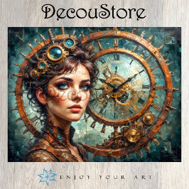 Steampunk Tijdwaarnemer Portret Decoupage Tissuepapier
