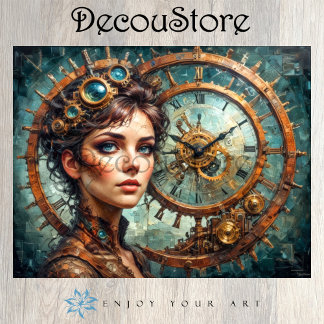 Steampunk Tijdwaarnemer Portret Decoupage Tissuepapier