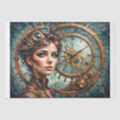 Steampunk Tijdwaarnemer Portret Decoupage Tissuepapier (Voorkant)