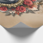 Steampunk Tijger met Rozen Illustratie. Cadeaupapier (Hoek)
