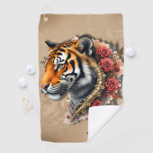Steampunk Tijger met Rozen Illustratie. Golfhanddoek (Insitu)
