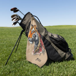 Steampunk Tijger met Rozen Illustratie. Golfhanddoek
