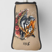 Steampunk Tijger met Rozen Illustratie. Golfheadcover (Draai 90)