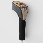 Steampunk Tijger met Rozen Illustratie. Golfheadcover (Schuin)