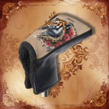 Steampunk Tijger met Rozen Illustratie.