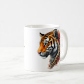 Steampunk Tijger met Rozen Illustratie. Koffiemok (Voorkant rechts)
