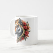Steampunk Tijger met Rozen Illustratie. Koffiemok (Voorkant links)