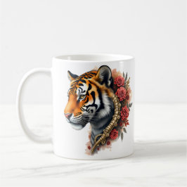 Steampunk Tijger met Rozen Illustratie. Koffiemok