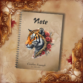 Steampunk Tijger met Rozen Illustratie Notitieboek