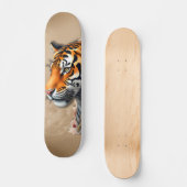 Steampunk Tijger met Rozen Illustratie. Persoonlijk Skateboard (Voorkant)