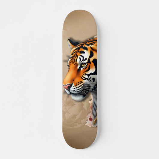 Steampunk Tijger met Rozen Illustratie. Persoonlijk Skateboard (Voorkant)