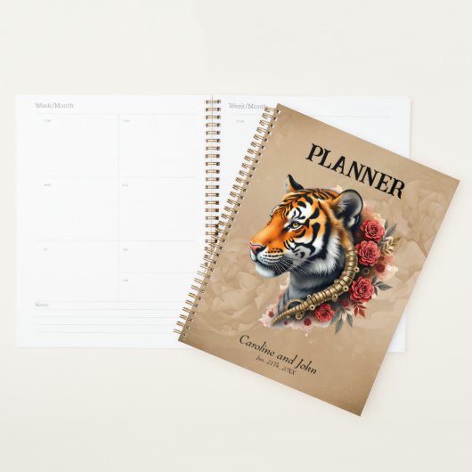 Steampunk Tijger met Rozen Illustratie. Planner (Display)