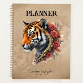 Steampunk Tijger met Rozen Illustratie. Planner (Voorkant)