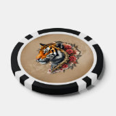 Steampunk Tijger met Rozen Illustratie. Poker Chips (Enkel)