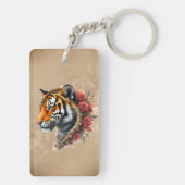 Steampunk Tijger met Rozen Illustratie Sleutelhanger (achterkant)