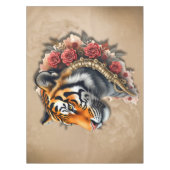 Steampunk Tijger met Rozen Illustratie. Tafelkleed (Voorkant)