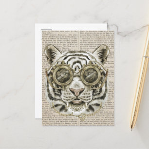 Steampunk Tijger op  Tekst Briefkaart