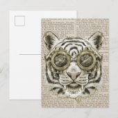 Steampunk Tijger op Tekst Briefkaart (Voorkant / Achterkant)