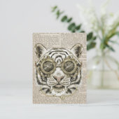 Steampunk Tijger op Tekst Briefkaart (Staand voorkant)