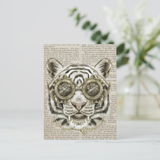 Steampunk Tijger op  Tekst Briefkaart (Staand voorkant)
