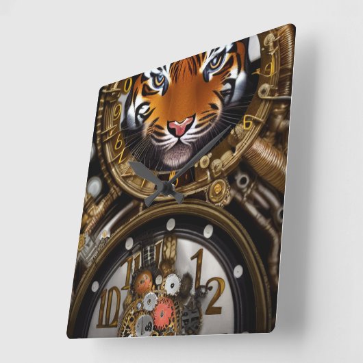 Steampunk-tijgermuur Vierkante Klok (Hoek)