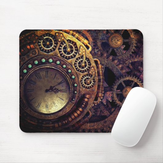 Steampunk Time Clock Gears Dark Muismat (Met muis)